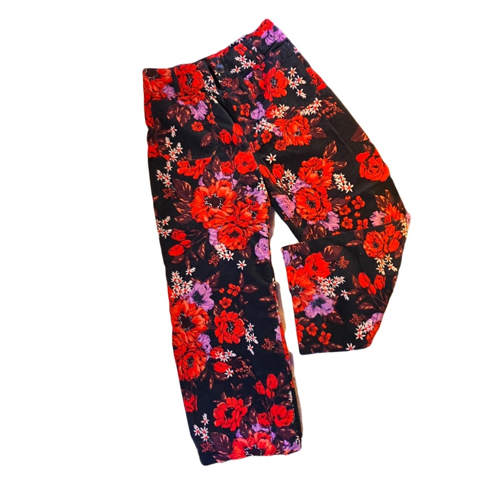 Maeve Collette Floral Cotton Velvet Wide-Leg Trouser